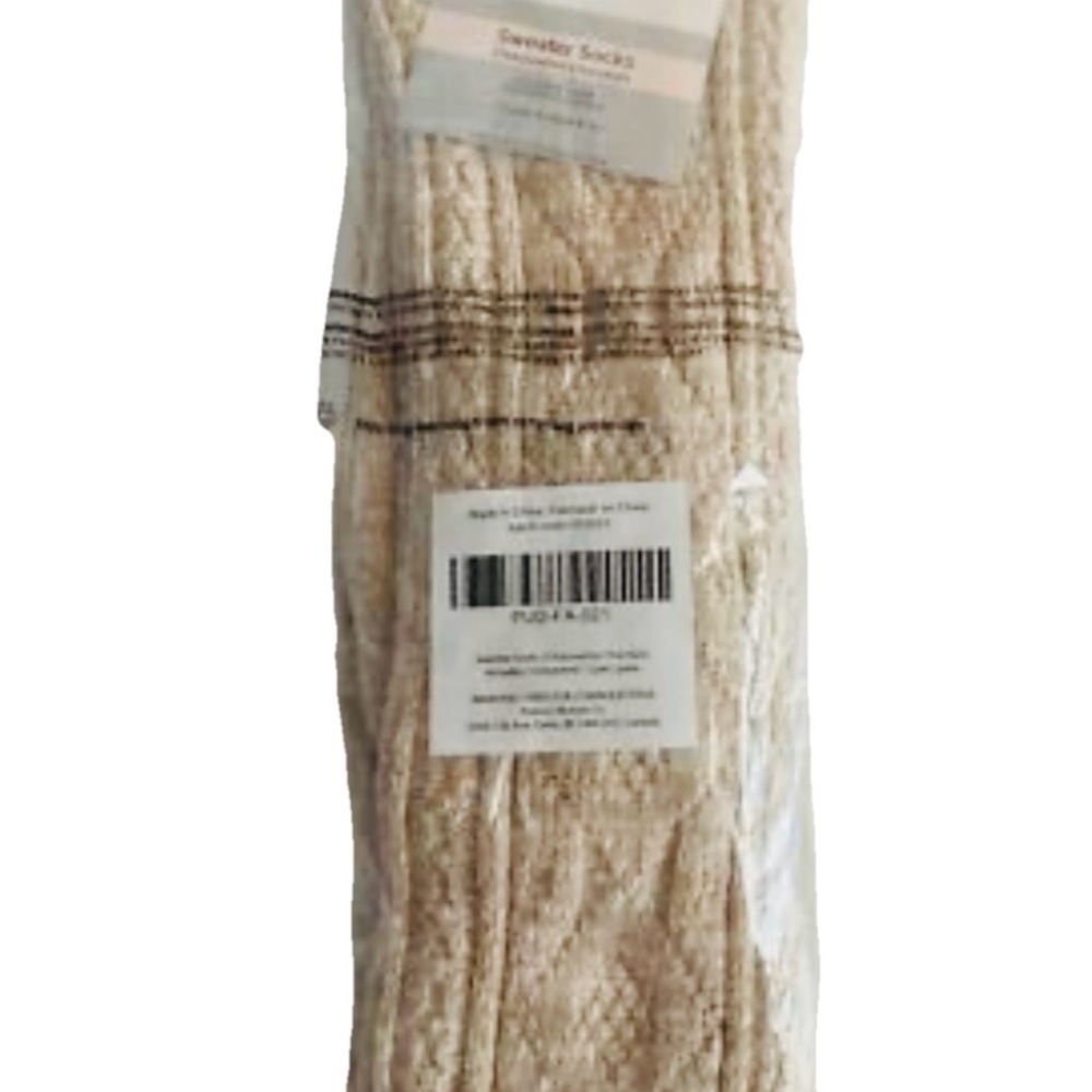 Pudus Cozy Sweater Over the Knee Cabin Socks. Size 6-10 Beige. New. Disc. Ship.